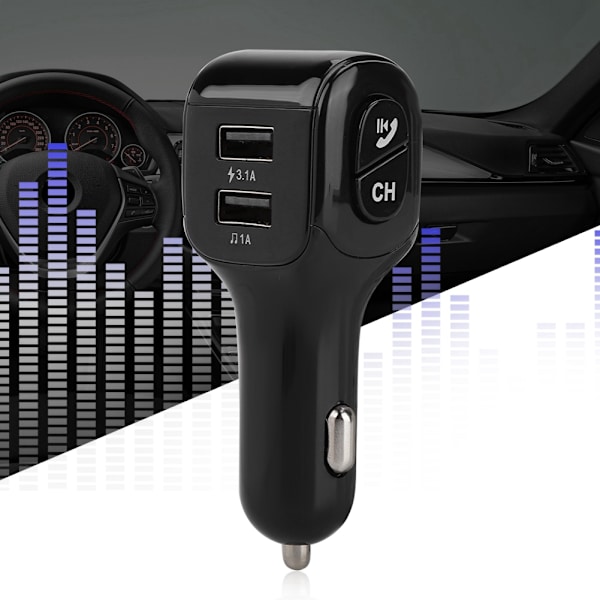 Dobbelt USB-port oplader bil FM trådløs Bluetooth MP3 HD-afspiller håndfri opkald