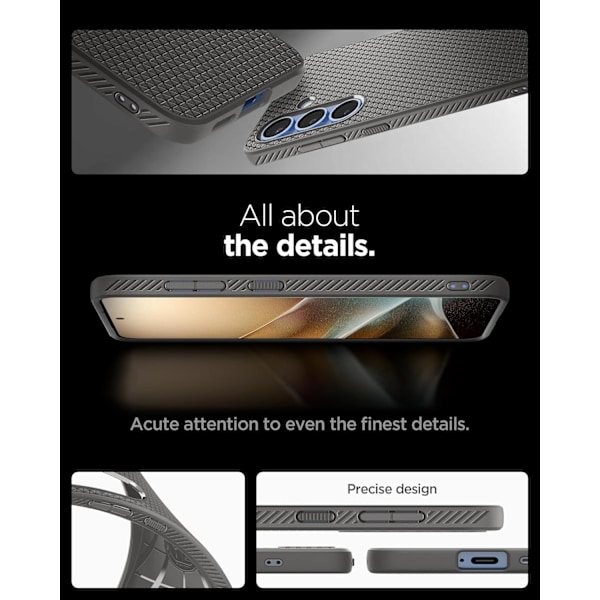 Liquid Air-deksel designet for Galaxy S25 6.3 (2025) [Ingen magnetring], [Militærgrad beskyttelse] - Matt svart Marble Gray