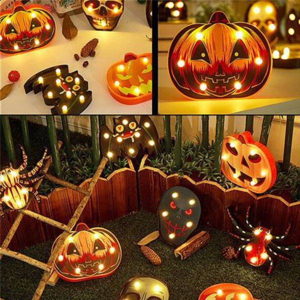 Halloween malt form pumpe spøkelse hodeskalle flaggermus dekorative lys skyting rekvisitter nett rød nattlys (Malt pumpe 1)