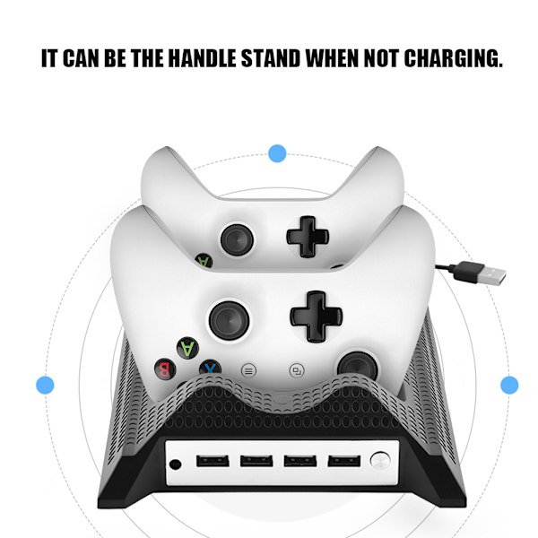 1 stk. Kølestativ Oplader Fan Opladningsstation USB HUB til Xbox One SLIM Konsol Sort