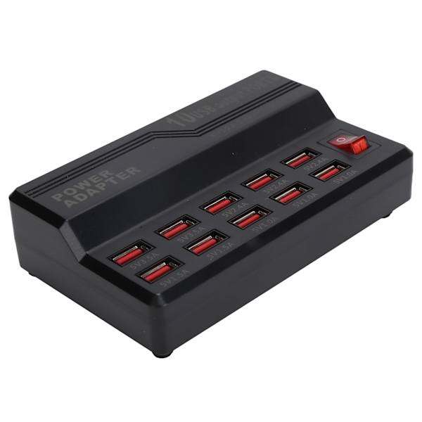 USB Smart Lader 10-Porter 12A Hurtiglading Stasjon Strømsentral Strimmel Plugg Dock Blokk 100-240V