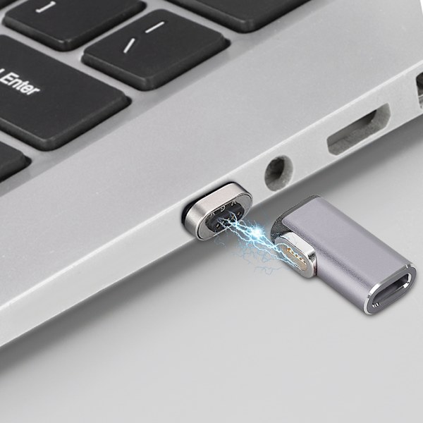 Typ-C magnetisk adapter för Macbook snabbladdning Magnet USB-C-kontakt (grå)