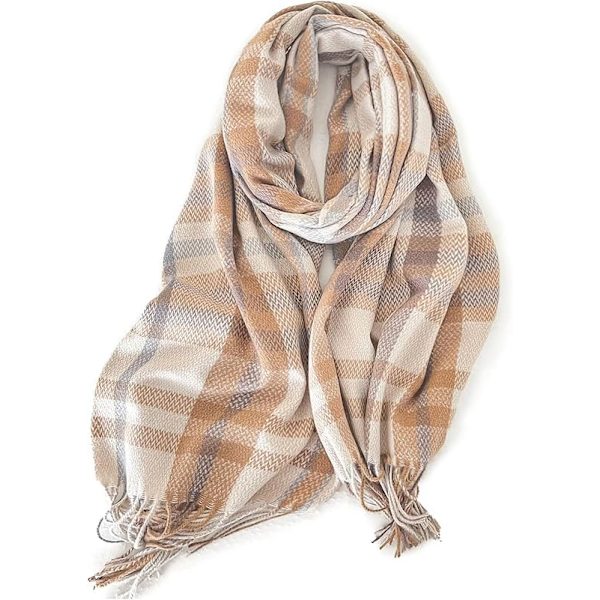 Sjal til kvinder vinter efterår cashmere-følelse flerfarvet plaid tørklæder mode lange sjaler ternet halswraps blød varm