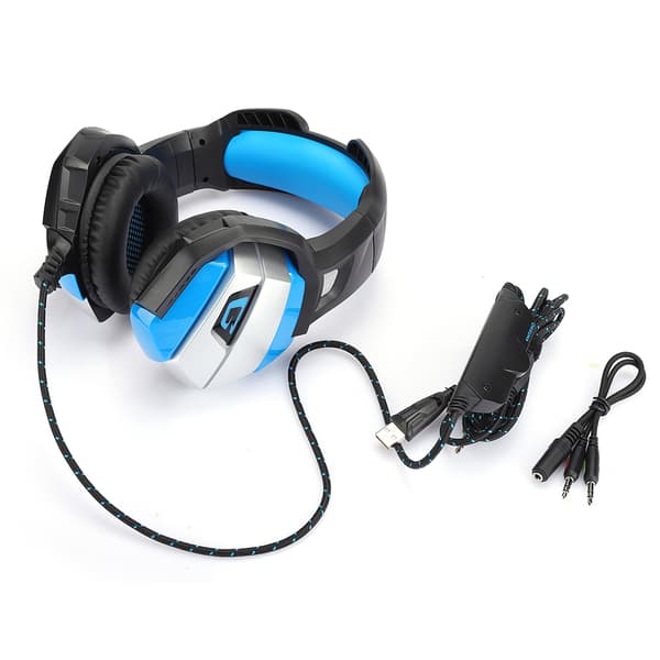 K5 Sort Blå ABS Gaming Headset Lysende Hovedtelefon med Mikrofon til Mobiltelefon ComputerSort Blå