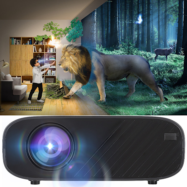 W90 3D HD Bluetooth WiFi LED 720P til Android-version Videoprojektor Sort 100V-240V