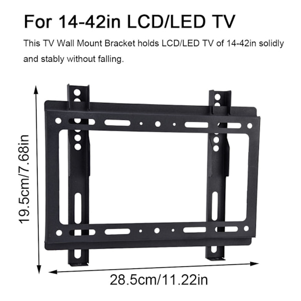 Universell TV-väggfäste, robust väggmonterat TV-fäste för 14-42 tum LCD/LED-TV