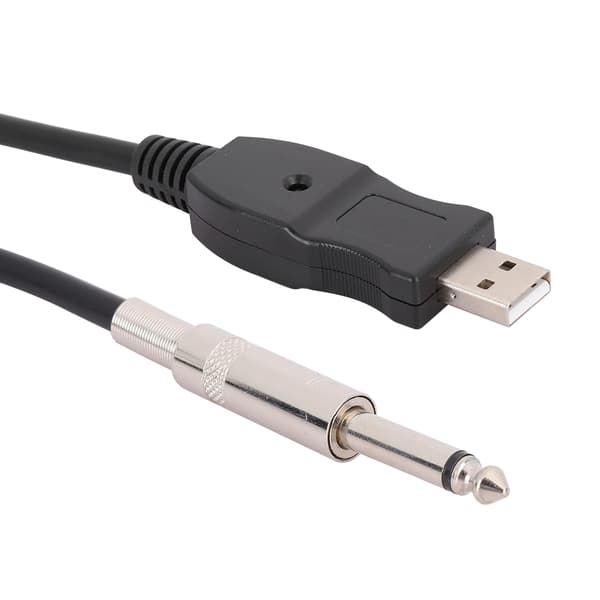 Bärbar gitarr USB-ljudkabel datortrådlänkanslutningsinstrument adapter svart 300 cm
