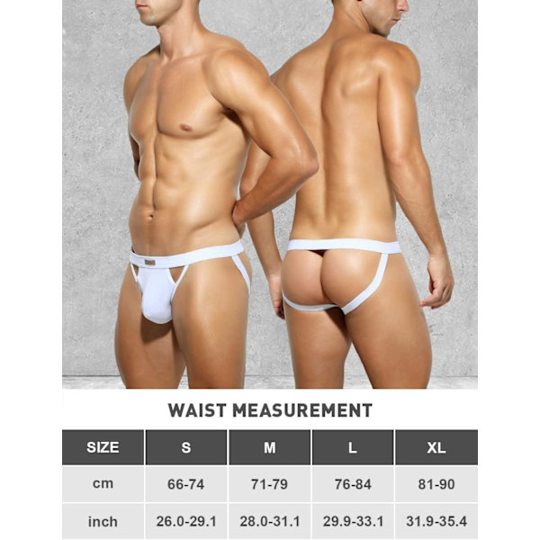 Herre Athletic Supporter Stretch Underbukser Mesh Jock Strap Multipack White L