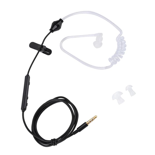 In-ear-headset med luftrörssäkerhetssnäcka med mikrofon för IOS för Android Svart kabel Vitt rör