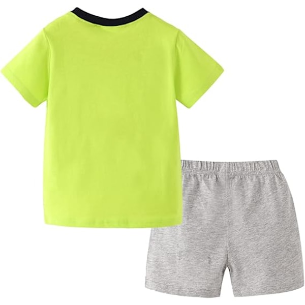 Småbarn Gutt Sommerklær Trykk Kortermet T-skjorte Elastisk Cam Shorts 2-delt Antrekk 4Y-100cm