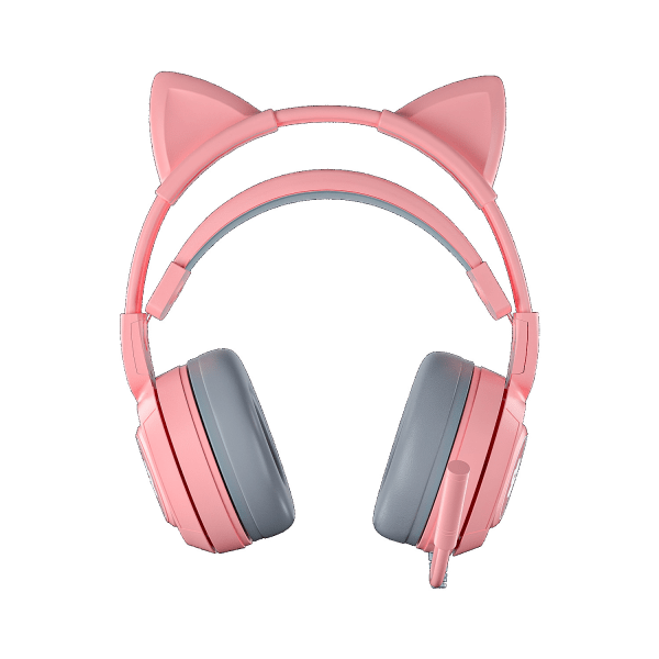 Glowing Cat Ears Wired Computer PS4 Gaming Headset Pink Gaming Headset - USB Wired Kitten Headphones for PC/MAC/PS4/PS5 with Surround Sound Noise Ca