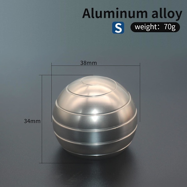 Skrivbordsleksaker i rörelse, helkroppsoptisk illusion Fidget Spinner Ball, skapar en sinnesböjande optisk illusion av kontinuerligt flödande toppvuxen (Silver)