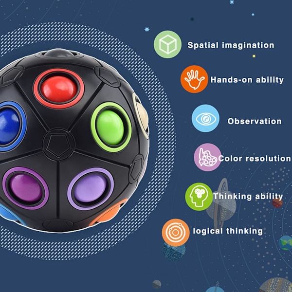 Magiske 20 kuler puslespill stress regnbue ball Fidget magnet kube pakke billige leker, Fidget spinner kube leketøy stressballer for barn voksne (svart)