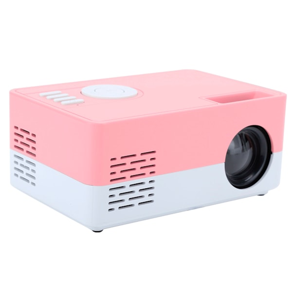 Mini bærbar projektor LED hjemmekino videomediespiller projektor med stativ 100‑240V hvit rosa AU-plugg