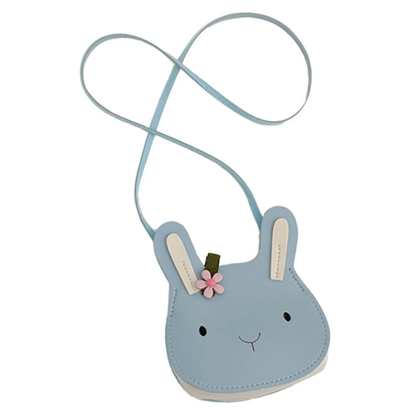 Mini olkalaukku säädettävällä hihnalla, sarjakuva pupun muotoinen kolikkopussi, lasten käsilaukku pienille tytöille, pyöreä, vapaa koko Blue