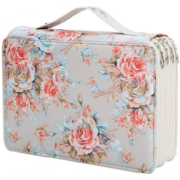 Bärbar färgad pennfodral Rose Pennfodral Slot rymmer 300 platser Färgad pennfodral Organizer med dragkedja för Prismacolor Vattenfärgpennor, Crayo