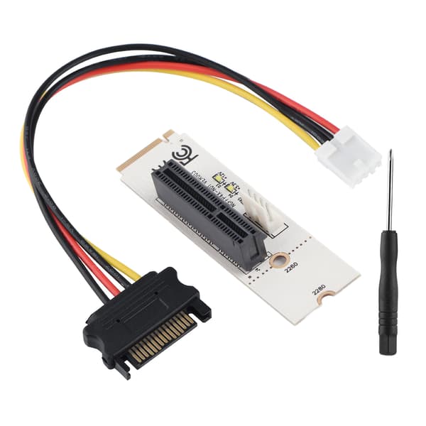 NGFF M.2 Key M til PCI-E Express 4X Riser Card Adapter med LED spændingsindikator SATA strømkabel