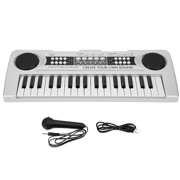 Elektronisk keyboard 37 tangenter børnelegetøj musikalsk instrument med mikrofon Silver