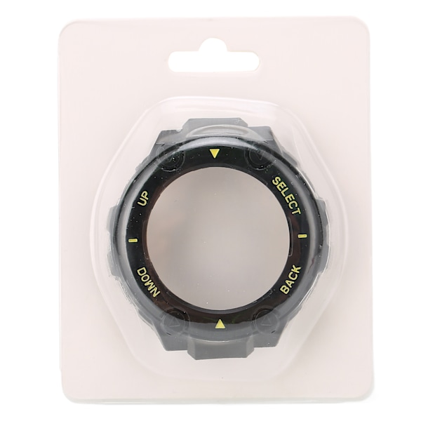 Plastbeskytterdeksel for Amazfit TRex-klokke, kantbeskyttende ramme (svart skall, gult ord)