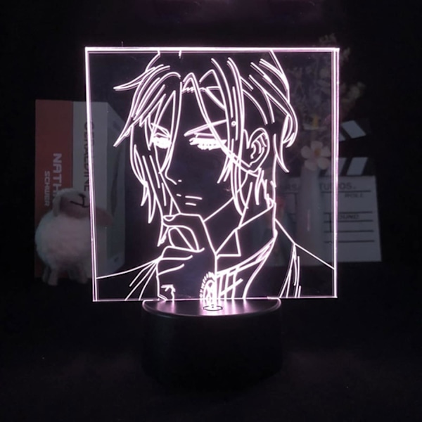 3D Nattlampa Svart Butler Sebastian Michaelis Japansk Anime för Sovrumsdekoration Söt Färggåva LED Manga Barnpresent