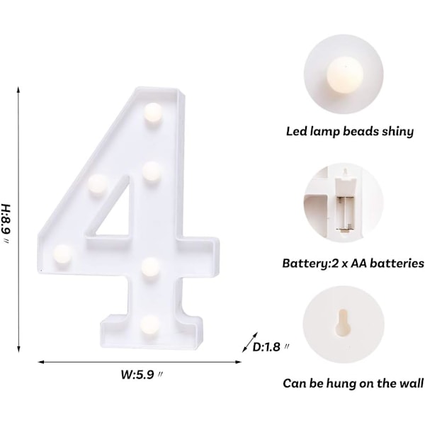 LED Bokstavlys Alfabetisk Lysende Skilt for Nattelyset Hjem Fest Bursdag Bryllup Bar Dekorasjon
