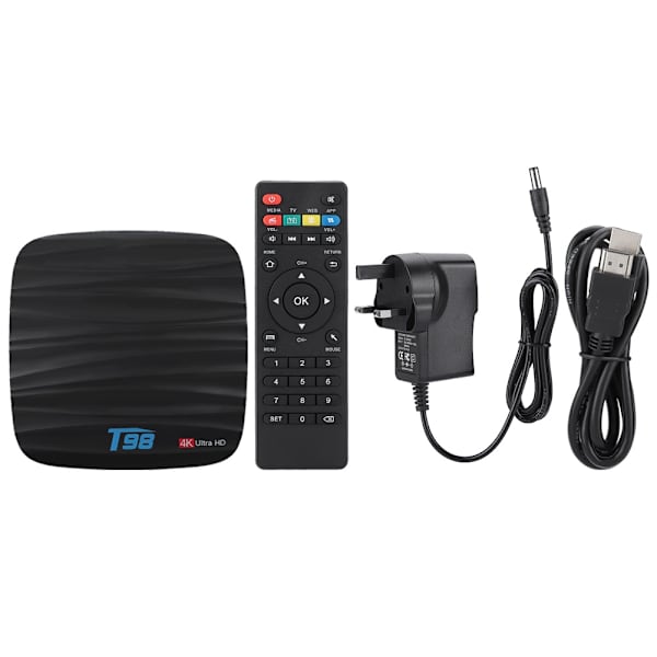 T98 H6 2+16G Quad Core Smart TV Set Top Box til Android 8.1 110-240V UK