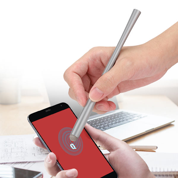 W3L Slim Body Multi-Function Stylus Touch Screen Tegnepen 8A Sølvfiber Klud Pen TipSølv