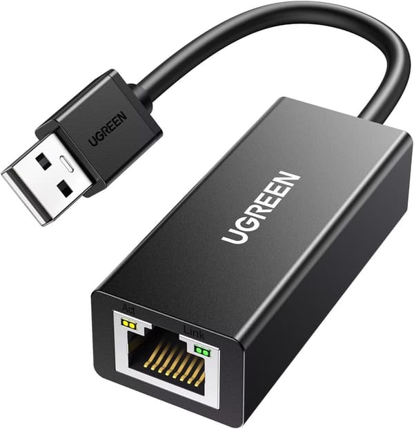 UGREEN USB-A til Ethernet-adapter, 10/100 Mbps netværksadapter, RJ45 kablet LAN-internetadapter til bærbar PC, sort