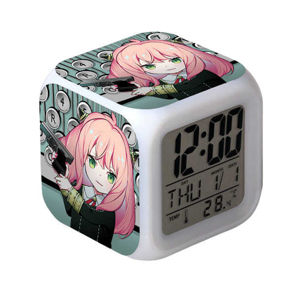 Wekity Anime  Alarmklocka One Piece LED Kvadratisk Klocka Digital Väckarklocka med Tid, Temperatur, Alarm, Datum