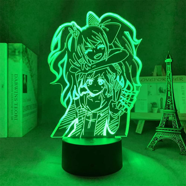 Akryl 3D Illusionslampe Anime Junko Enoshima og Naegi Makoto Lampe LED Nattelys Barnerom Dekorasjon Spill Elskere Gave LED Nattelamper