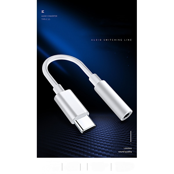 USB C till 3,5 mm hörlursadapter, 3,5 mm ljudadapter, typ C till 3,5 mm aux-adapter