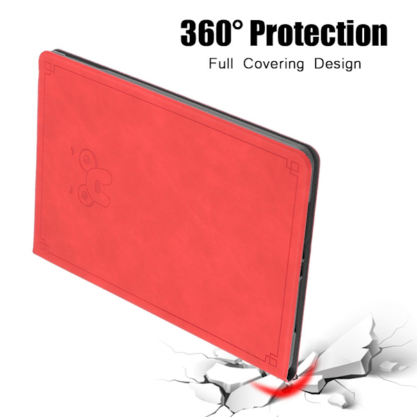 9,7 tum heltäckande anti-scratch flipfodral för iPad Air1 Air2 Pro 2018 med fäste - Ljusröd