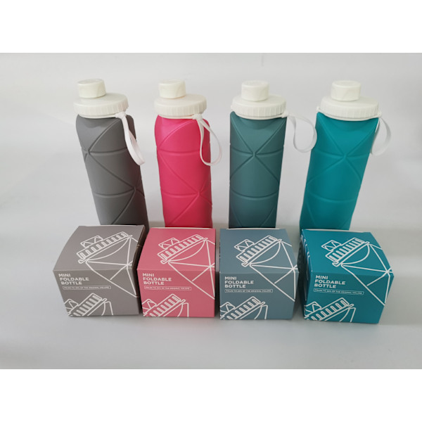 Pyöräilymatkailu kannettava silikoni taittuva vesipullo syaani 600 ml