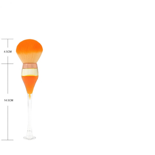 1 korkeajalkainen punaviinilasi irtopuuterimeikkisivellin, nestemäinen helmihiukkaskahva kauneustyökalu (oranssi)