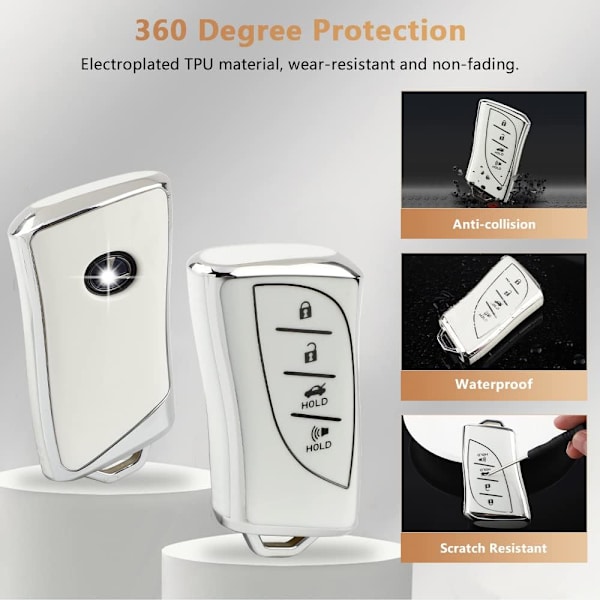 PIFOOG til Lexus nøgleetui cover Bling nøglering TPU bilnøgler etui skal beskyttelse til Lexus GX ES NX LC RC LS UX tilbehør 4 knapper Girly