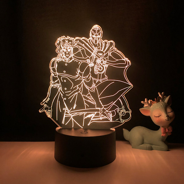JUSTUP 3D Illusion Lamp Anime JoJo's Bizarre Adventure  Nattlampa med fjärrkontroll för sovrumsdekorativa pojkar flickor födelsedag jul -- Mönster