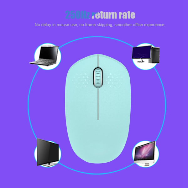 I210 Trådløs mus til skrivebord og bærbar PC, 2,4G, 3 knapper, 3D, 1600 DPI, strømsparende mus (mintgrønn)