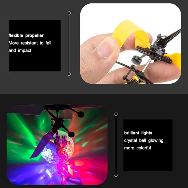 Lentävä pallo RC-lelut lapsille, lapsen pallohelikopterilahjat lapselle, sisäänrakennettu LED-discovalo, induktiopallot lasten lelulahjat