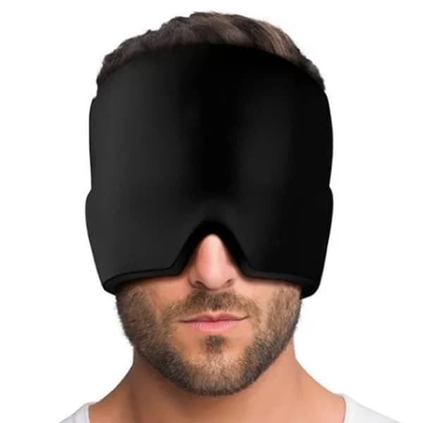 Is Hovedbind med Dobbelt Lag Gel Ispose Maske til Hjem Migræne og Hovedpine Linderung Sort