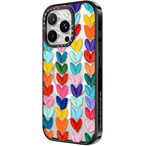 Iskunkestävä suojakuori iPhone 16 Pro -puhelimelle [Ohut / 2,5 m pudotussuoja (4X sotilastason) / Yhteensopiva Magsafen kanssa] - Kirkas Polka Daub Sydämet