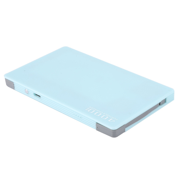 Ultratunn snabbladdning bärbar 4000mAh mobil strömförsörjning kommer med datakabel Power Bank (blå)