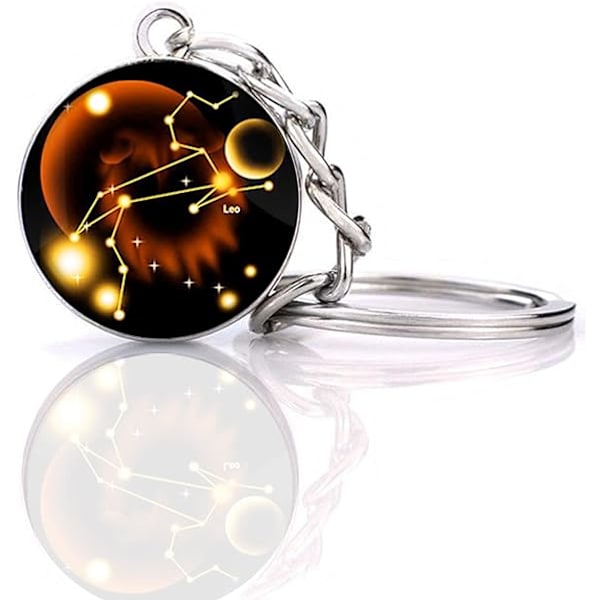 Zodiac 12 Constellation Glow In The Dark Creative Galaxy nyckelring Leo-1