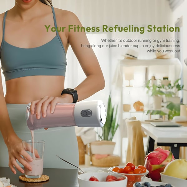 Bärbar Blender för Shakes och Smoothies 17Oz, Personlig Blender 4000mAh USB Laddningsbar, 500ml Bärbar Juicer för Kök/Resa/Gym White