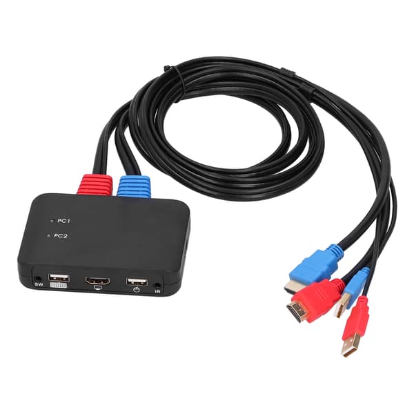 2 Port HDMI KVM-switch med kabler 4K 60Hz HDMI-switchboks til Windows/IOS/OS X/Linux