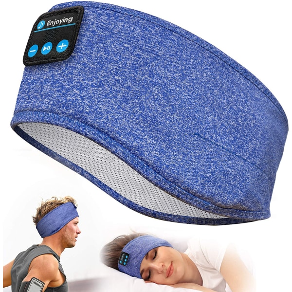 Bluetooth-hodetelefoner med sportshodebånd med ultratynne HD-stereohøyttalere Perfekt for å sove, trene, jogge, yoga, søvnløshet (blå)