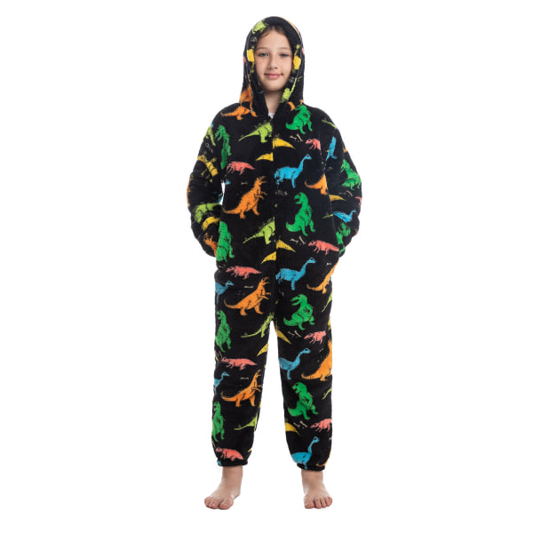 Barn Onesie Pyjamas Söt Mönster Tryck Dragkedja Stängning Unisex Luva Mjuk för Vinter Höst Type 3 130