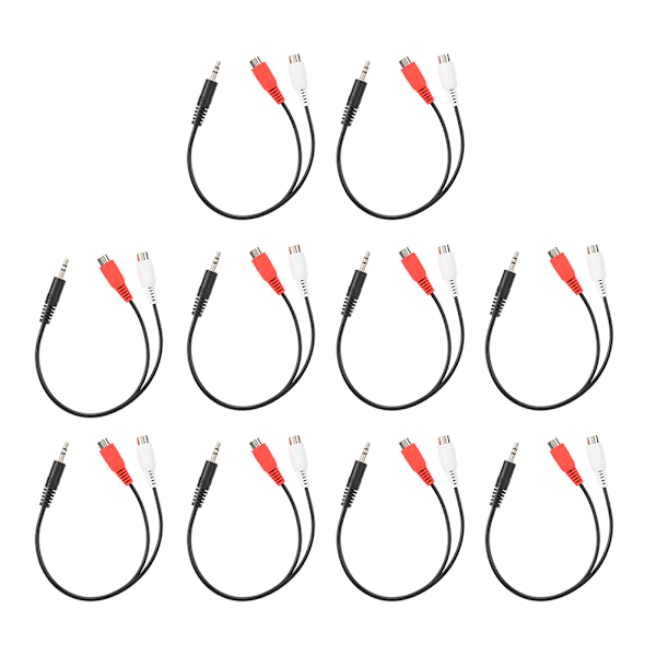 10PCS Male Plug to Dual for RCA Female Audio Adapter 3.5mm Stereo Headphone Output