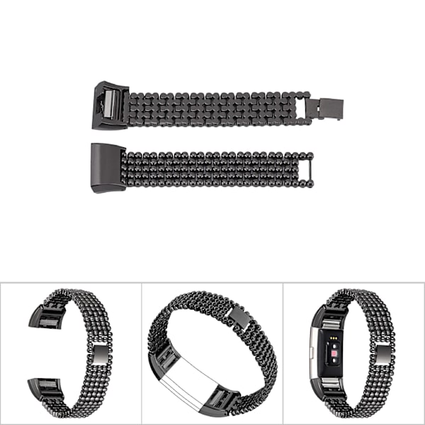 Metal erstatningsurrem til Fitbit Charge 2 - Sort