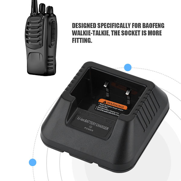 Intercom-lader Intercom-ladeutstyr Strømforsyning Adpater for Baofeng UV-5RA/A/B/E/C