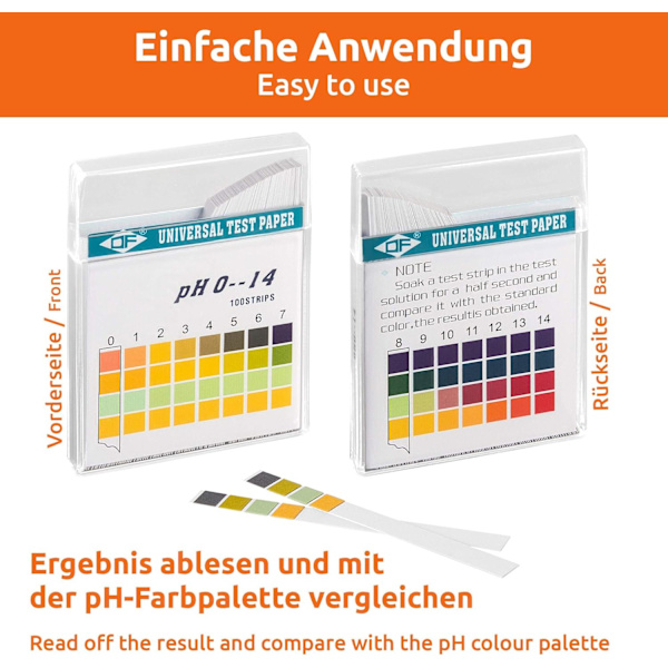 pH-testpapper, lackmuspapper, mätområde 0-14, universell test